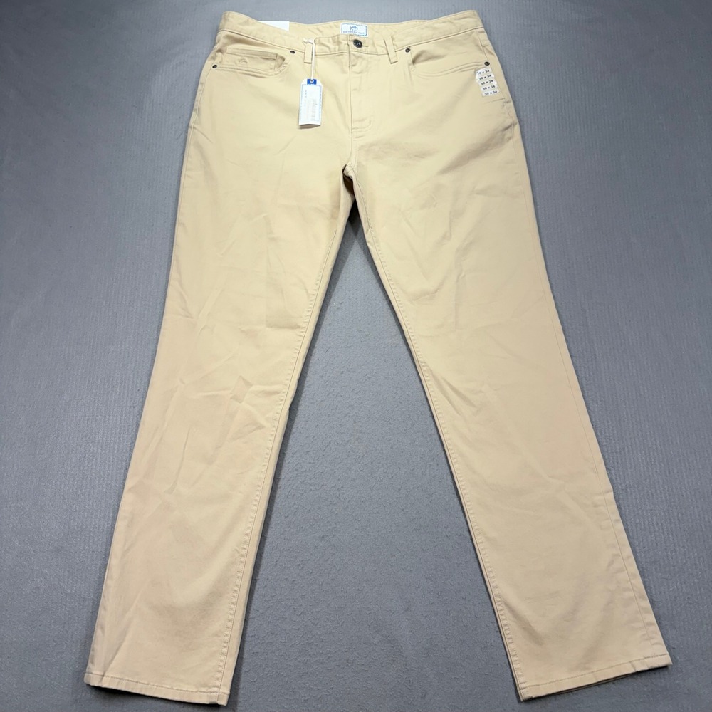 Southern Tide Harbor Pant Mens 38x34 Coastal Khaki Straight Leg Twill